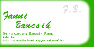 fanni bancsik business card